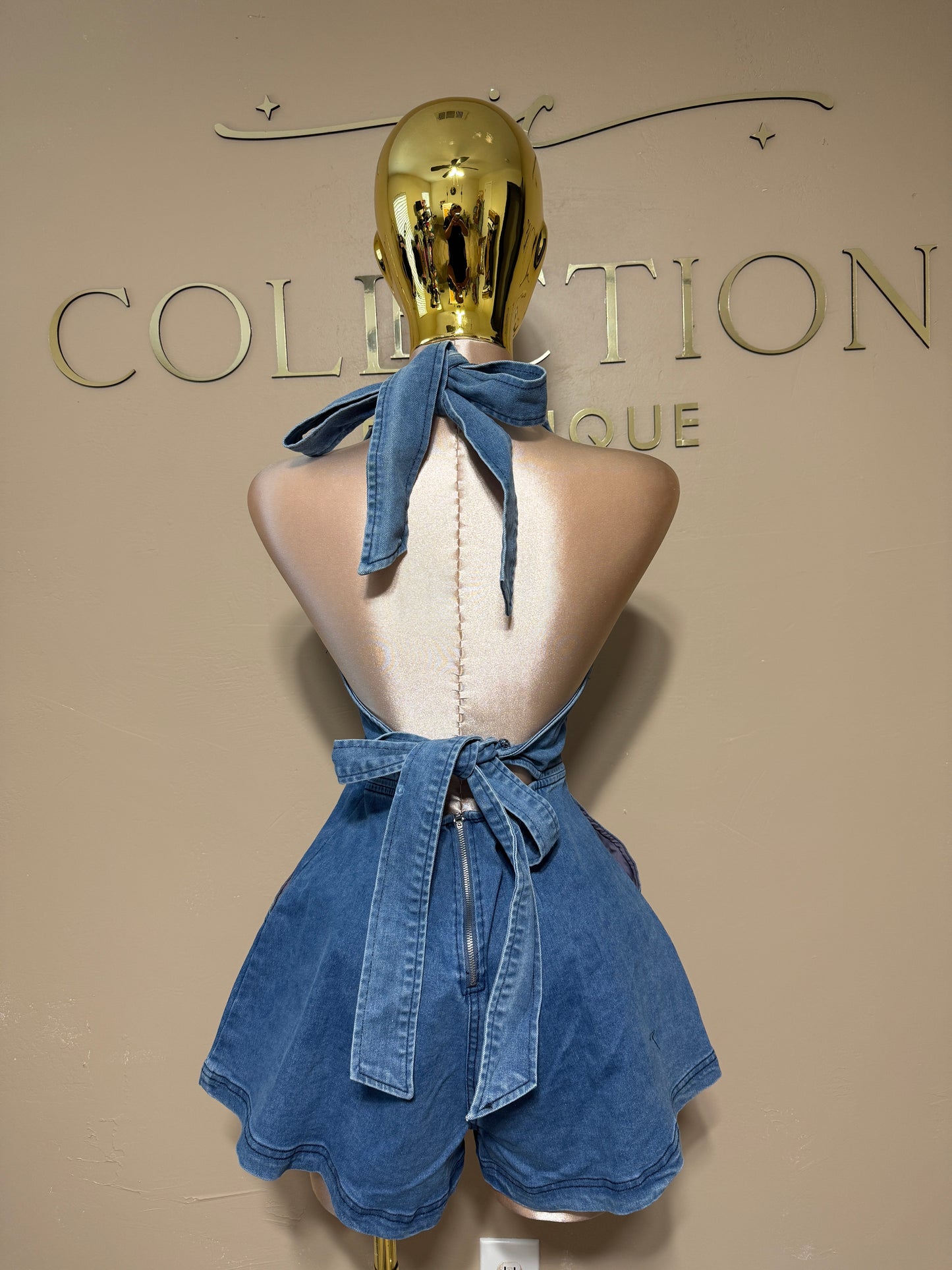 Denim Bow Romper