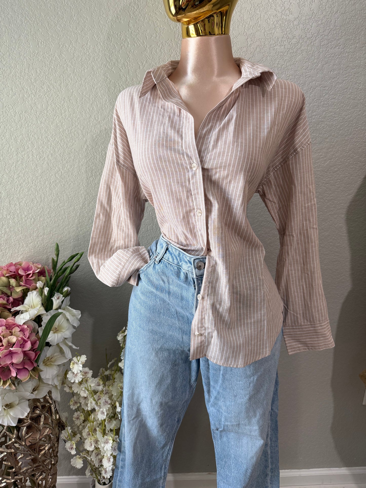 Khaki button down shirt