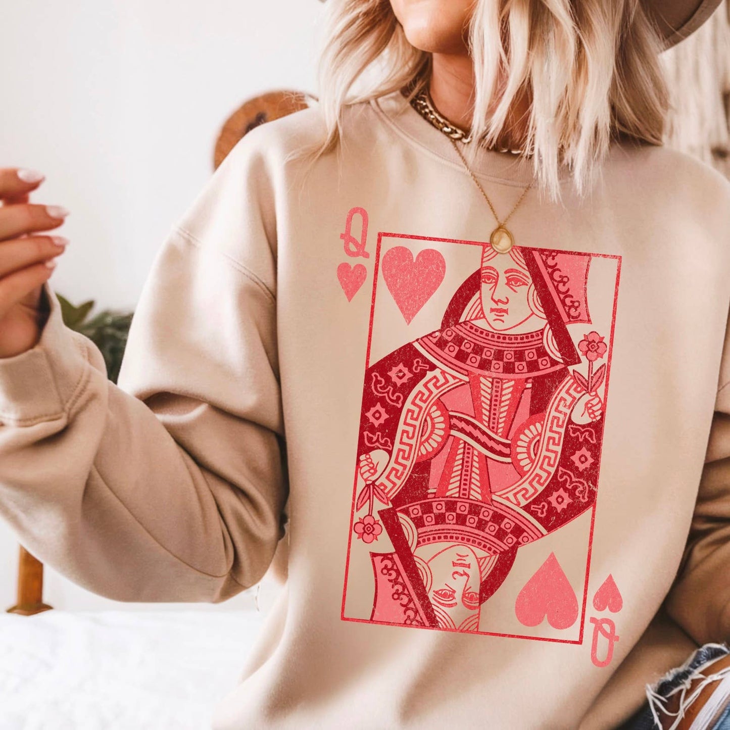 Queen Of Hearts Crewneck Sweatshirt