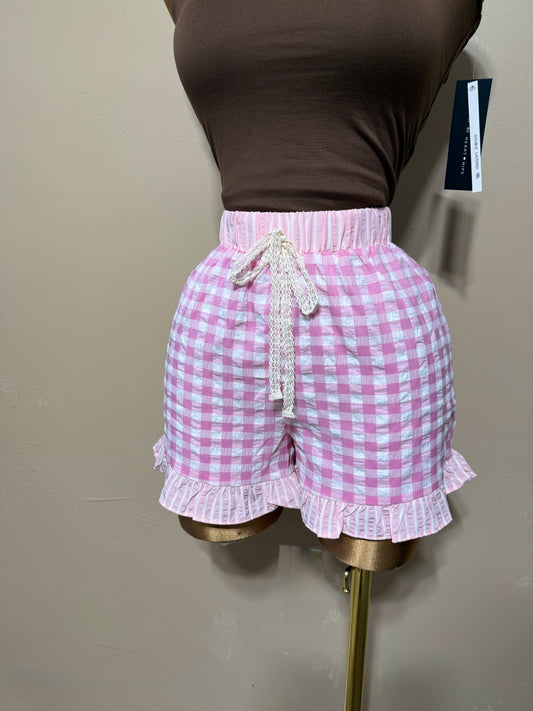 Pink ruffle shorts
