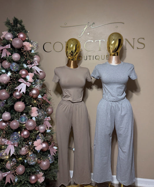 Fit Top and Wide-Leg Pants Set