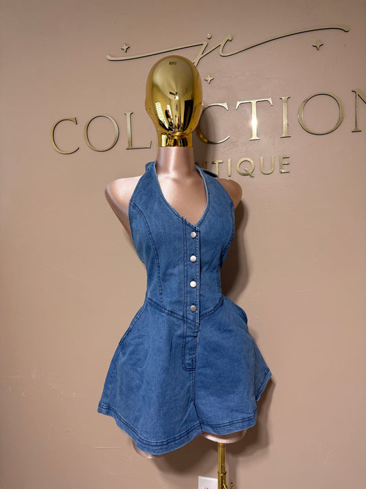Denim Bow Romper