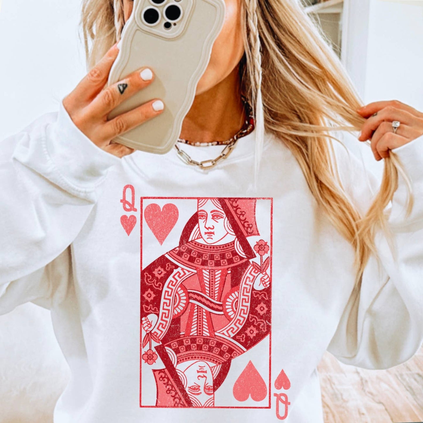 Queen Of Hearts Crewneck Sweatshirt