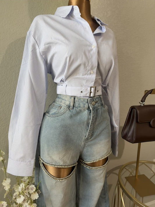 Cropped Button Shirt